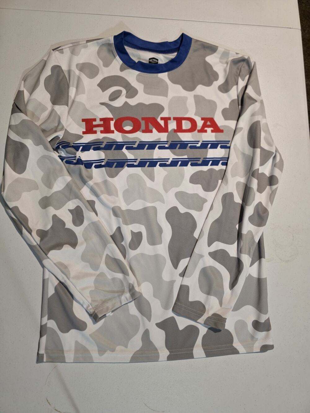 Honda Men’s Long Sleeve T-Shirt Motocross Jersey Gray White Camo Size Small